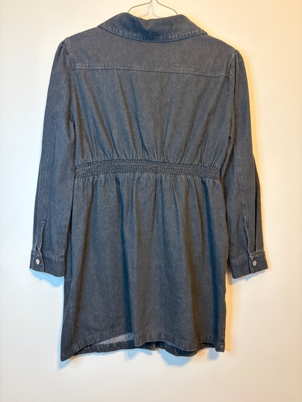 Pink Lily Dark Denim Button-Front Mini Dress - Charcoal Blue - Picture 4 of 9